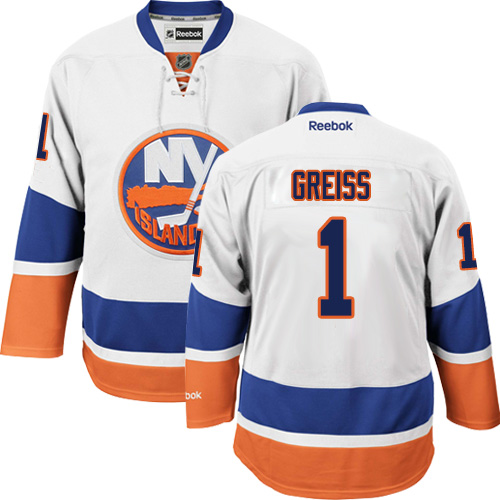Men's Reebok New York Islanders #1 Thomas Greiss Authentic White Away NHL Jersey