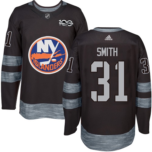 Men's Adidas New York Islanders #31 Billy Smith Premier Black 1917-2017 100th Anniversary NHL Jersey