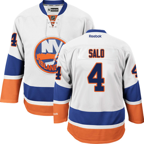 Men's Reebok New York Islanders #4 Robin Salo Authentic White Away NHL Jersey