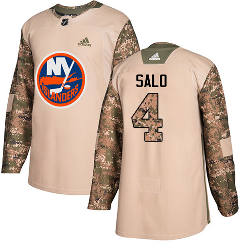 Men's Adidas New York Islanders #4 Robin Salo Authentic Camo Veterans Day Practice NHL Jersey