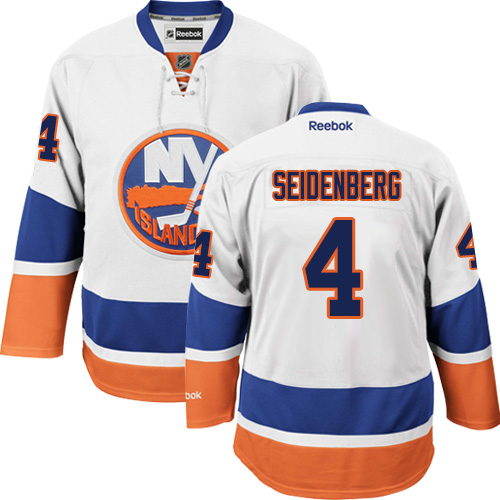 Men's Reebok New York Islanders #4 Dennis Seidenberg Authentic White Away NHL Jersey