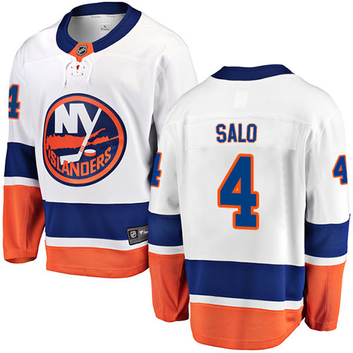 Men's New York Islanders #4 Robin Salo Fanatics Branded White Away Breakaway NHL Jersey