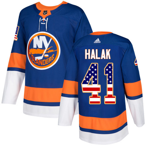 Men's Adidas New York Islanders #41 Jaroslav Halak Authentic Royal Blue USA Flag Fashion NHL Jersey