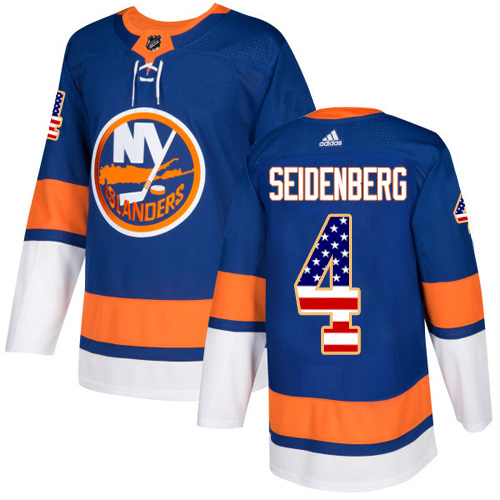 Men's Adidas New York Islanders #4 Dennis Seidenberg Authentic Royal Blue USA Flag Fashion NHL Jersey
