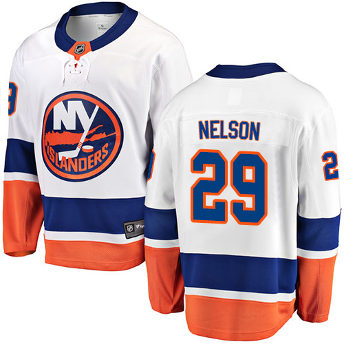 Men's New York Islanders #29 Brock Nelson Fanatics Branded White Away Breakaway NHL Jersey