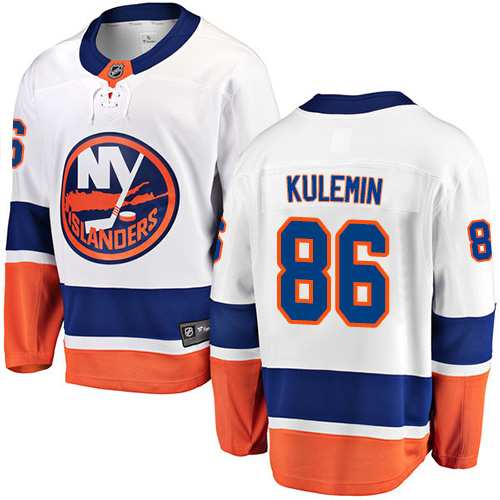 Men's New York Islanders #86 Nikolay Kulemin Fanatics Branded White Away Breakaway NHL Jersey