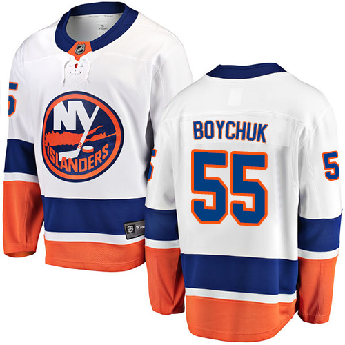 Men's New York Islanders #55 Johnny Boychuk Fanatics Branded White Away Breakaway NHL Jersey