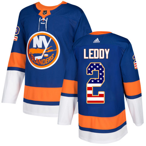 Youth Adidas New York Islanders #2 Nick Leddy Authentic Royal Blue USA Flag Fashion NHL Jersey