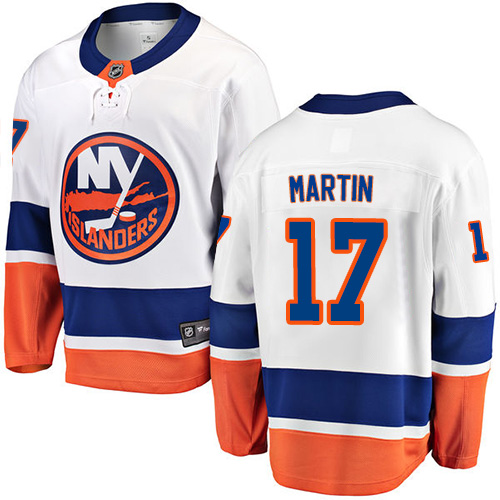 Men's New York Islanders #17 Matt Martin Fanatics Branded White Away Breakaway NHL Jersey