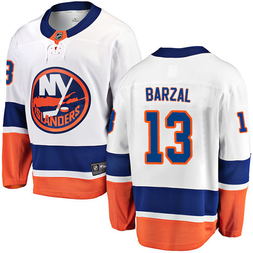 Youth New York Islanders #13 Mathew Barzal Fanatics Branded White Away Breakaway NHL Jersey