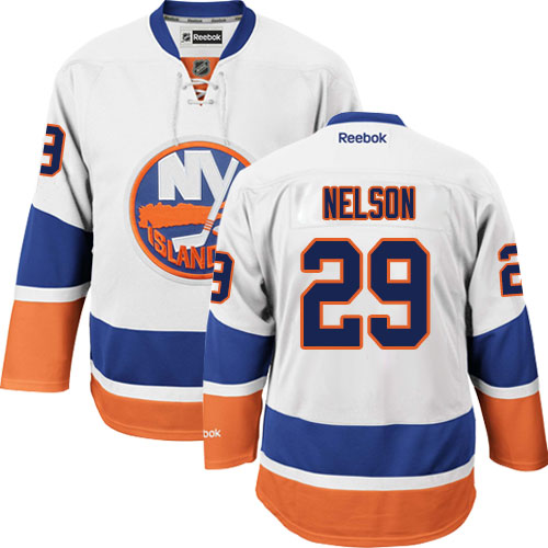 Men's Reebok New York Islanders #29 Brock Nelson Authentic White Away NHL Jersey