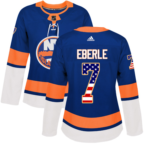 Women's Adidas New York Islanders #7 Jordan Eberle Authentic Royal Blue USA Flag Fashion NHL Jersey