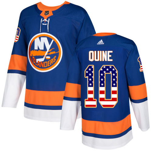 Men's Adidas New York Islanders #10 Alan Quine Authentic Royal Blue USA Flag Fashion NHL Jersey