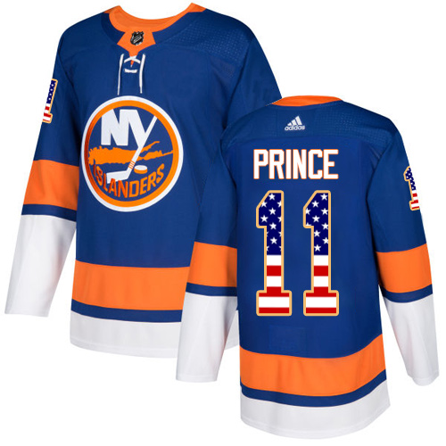 Men's Adidas New York Islanders #11 Shane Prince Authentic Royal Blue USA Flag Fashion NHL Jersey