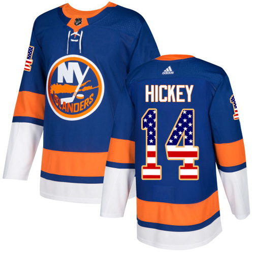 Men's Adidas New York Islanders #14 Thomas Hickey Authentic Royal Blue USA Flag Fashion NHL Jersey