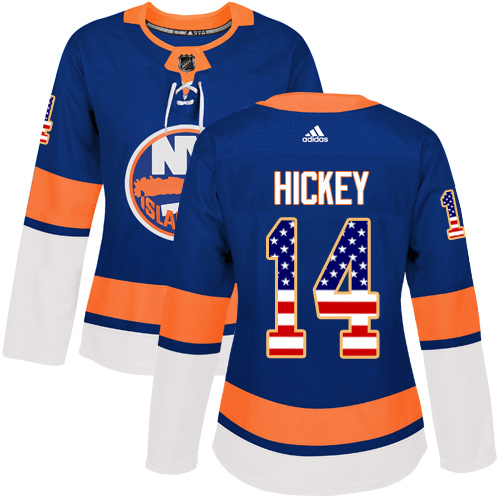 Women's Adidas New York Islanders #14 Thomas Hickey Authentic Royal Blue USA Flag Fashion NHL Jersey