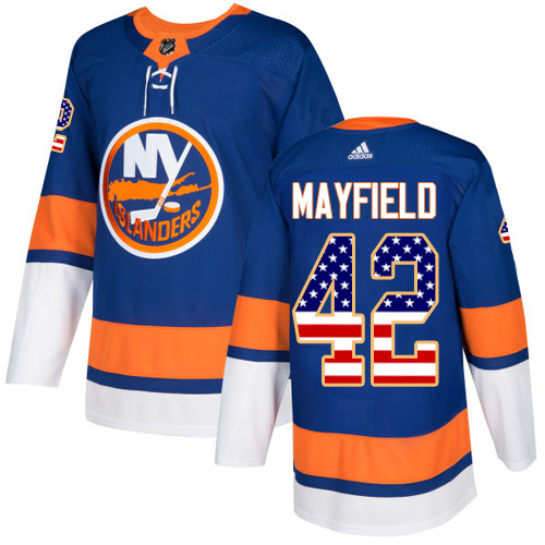 Youth Adidas New York Islanders #42 Scott Mayfield Authentic Royal Blue USA Flag Fashion NHL Jersey