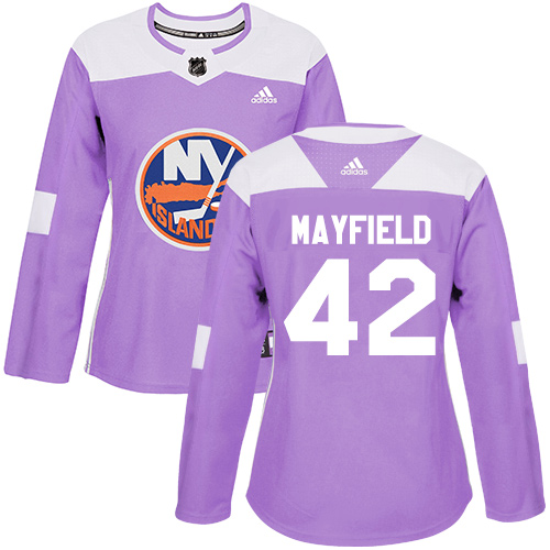 Women's Adidas New York Islanders #42 Scott Mayfield Authentic Purple Fights Cancer Practice NHL Jersey