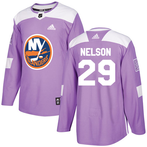 Men's Adidas New York Islanders #29 Brock Nelson Authentic Purple Fights Cancer Practice NHL Jersey