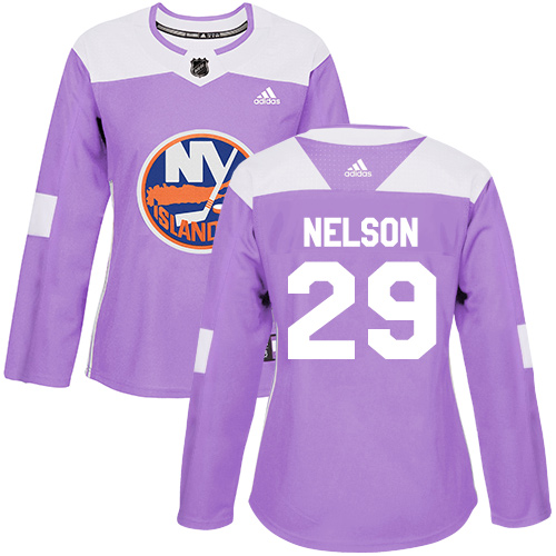 Women's Adidas New York Islanders #29 Brock Nelson Authentic Purple Fights Cancer Practice NHL Jersey