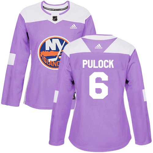Women's Adidas New York Islanders #6 Ryan Pulock Authentic Purple Fights Cancer Practice NHL Jersey