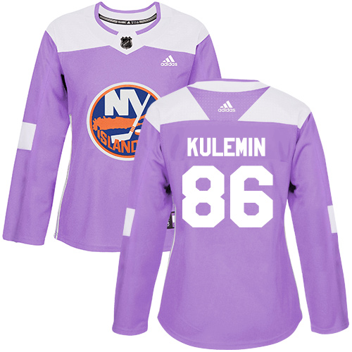 Women's Adidas New York Islanders #86 Nikolay Kulemin Authentic Purple Fights Cancer Practice NHL Jersey