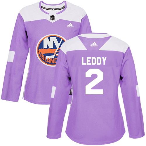 Women's Adidas New York Islanders #2 Nick Leddy Authentic Purple Fights Cancer Practice NHL Jersey