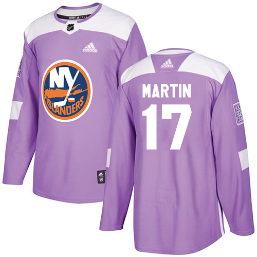 Youth Adidas New York Islanders #17 Matt Martin Authentic Purple Fights Cancer Practice NHL Jersey
