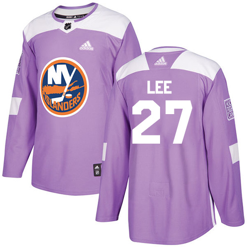 Men's Adidas New York Islanders #27 Anders Lee Authentic Purple Fights Cancer Practice NHL Jersey