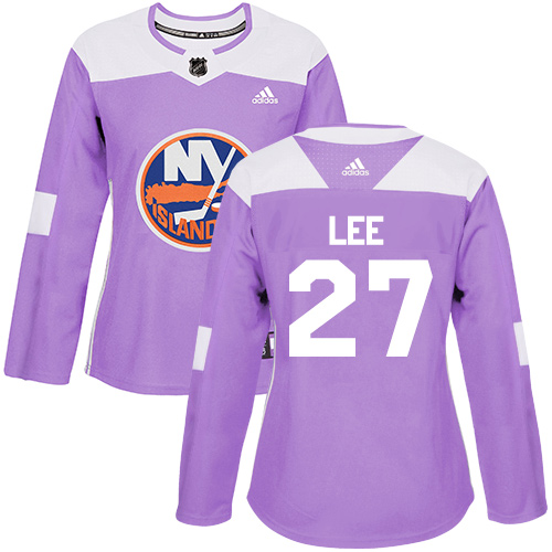 Women's Adidas New York Islanders #27 Anders Lee Authentic Purple Fights Cancer Practice NHL Jersey