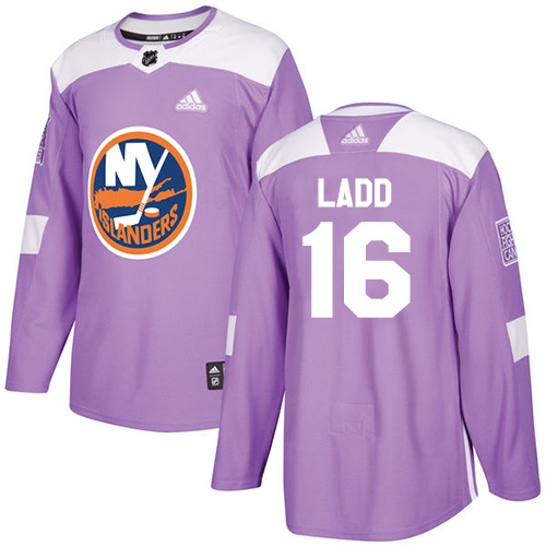 Men's Adidas New York Islanders #16 Andrew Ladd Authentic Purple Fights Cancer Practice NHL Jersey