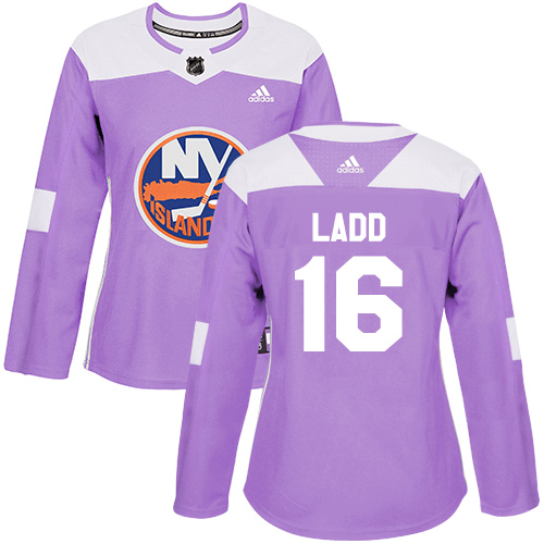 Women's Adidas New York Islanders #16 Andrew Ladd Authentic Purple Fights Cancer Practice NHL Jersey