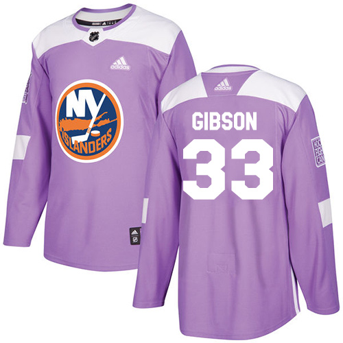 Men's Adidas New York Islanders #33 Christopher Gibson Authentic Purple Fights Cancer Practice NHL Jersey