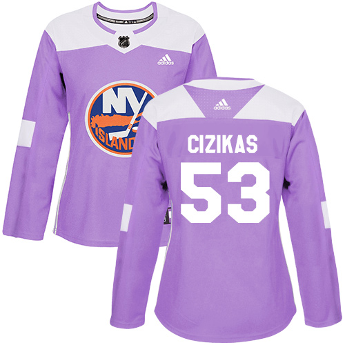 Women's Adidas New York Islanders #53 Casey Cizikas Authentic Purple Fights Cancer Practice NHL Jersey