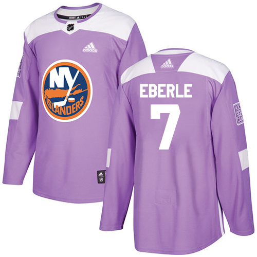 Men's Adidas New York Islanders #7 Jordan Eberle Authentic Purple Fights Cancer Practice NHL Jersey