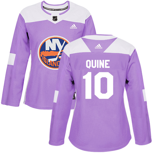 Women's Adidas New York Islanders #10 Alan Quine Authentic Purple Fights Cancer Practice NHL Jersey
