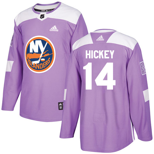 Youth Adidas New York Islanders #14 Thomas Hickey Authentic Purple Fights Cancer Practice NHL Jersey