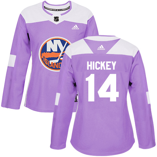 Women's Adidas New York Islanders #14 Thomas Hickey Authentic Purple Fights Cancer Practice NHL Jersey