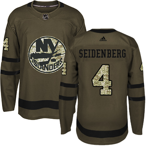 Men's Adidas New York Islanders #4 Dennis Seidenberg Premier Green Salute to Service NHL Jersey