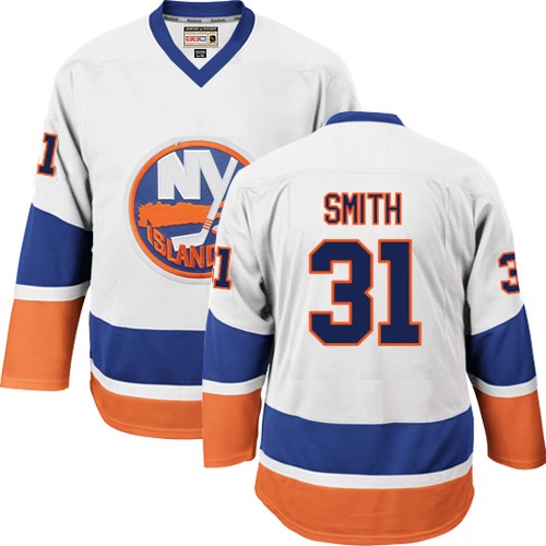 Men's CCM New York Islanders #31 Billy Smith Authentic White Throwback NHL Jersey