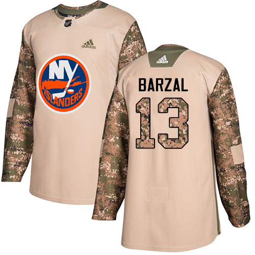 Men's Adidas New York Islanders #13 Mathew Barzal Authentic Camo Veterans Day Practice NHL Jersey