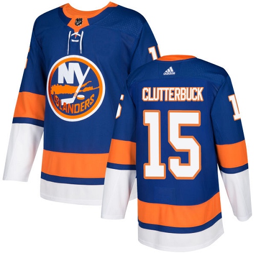 Men's Adidas New York Islanders #15 Cal Clutterbuck Authentic Royal Blue Home NHL Jersey