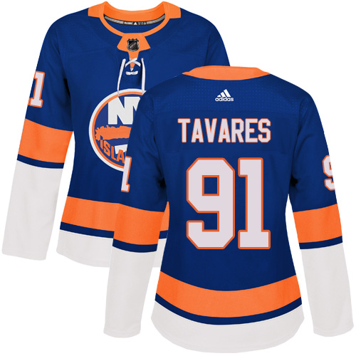 Women's Adidas New York Islanders #91 John Tavares Authentic Royal Blue Home NHL Jersey
