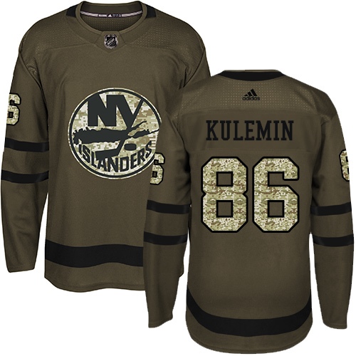 Men's Adidas New York Islanders #86 Nikolay Kulemin Premier Green Salute to Service NHL Jersey