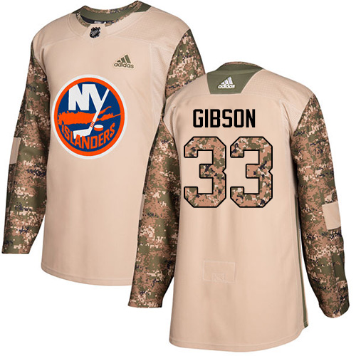 Men's Adidas New York Islanders #33 Christopher Gibson Authentic Camo Veterans Day Practice NHL Jersey