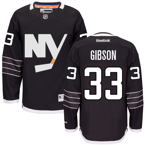 Men's Reebok New York Islanders #33 Christopher Gibson Authentic Black Third NHL Jersey