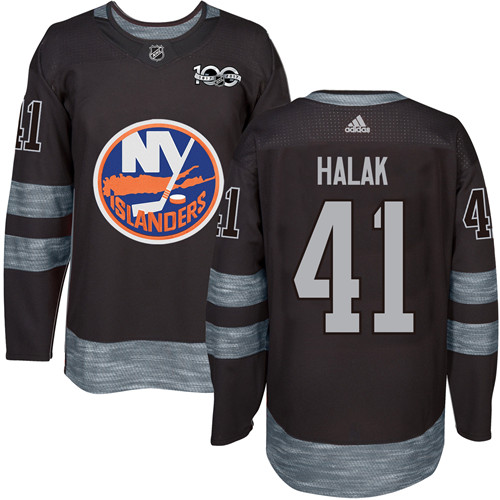 Men's Adidas New York Islanders #41 Jaroslav Halak Authentic Black 1917-2017 100th Anniversary NHL Jersey