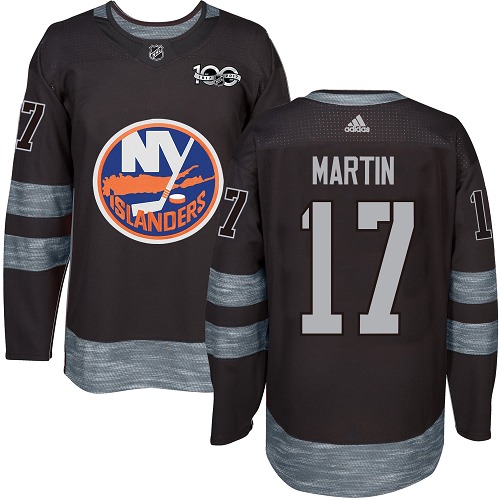 Men's Adidas New York Islanders #17 Matt Martin Authentic Black 1917-2017 100th Anniversary NHL Jersey