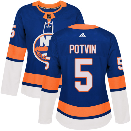 Women's Adidas New York Islanders #5 Denis Potvin Premier Royal Blue Home NHL Jersey