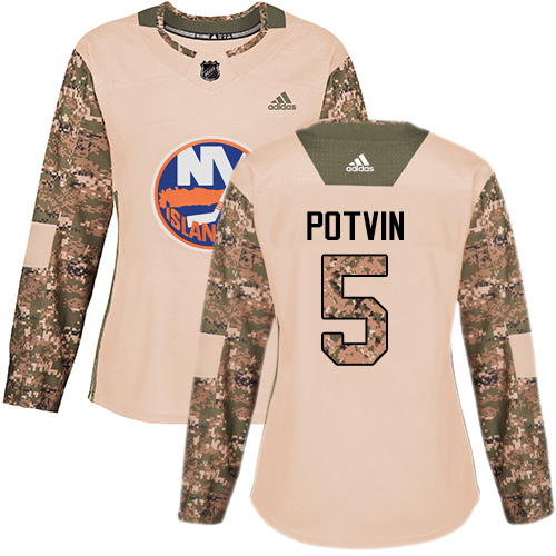 Women's Adidas New York Islanders #5 Denis Potvin Authentic Camo Veterans Day Practice NHL Jersey
